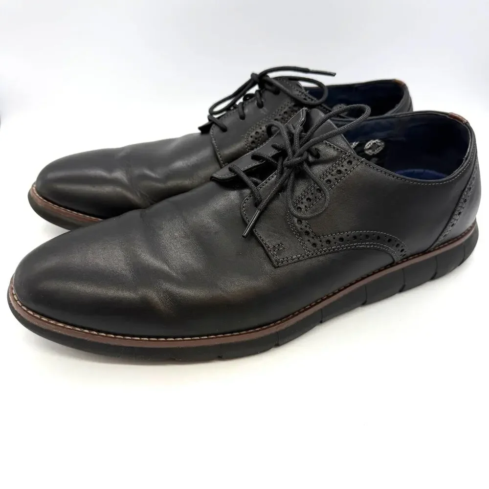 Johnston & Murphy Men's Holden Plain Toe Shoes Black Full-Grain Leather Size 13